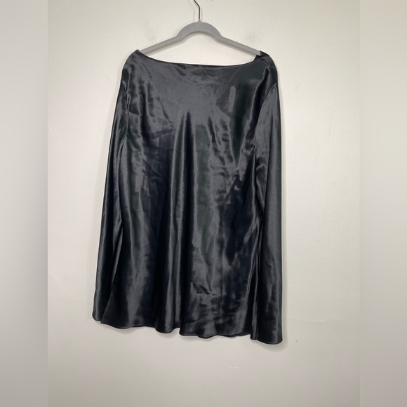 Ellen Tracy Black Satin Cowl Neck Elegant Bell Sleeves Tunic Blouse Festive 22 - Picture 10 of 12